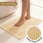 HASTHIP Waffle Bath Rug, Double-Layer Polyester with Non-Slip Rubber Back, Cream White, 43×61cm