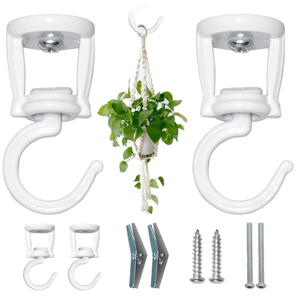 HASTHIP® 2Pcs Ceiling Hooks Screw Fixing Zinc Alloy Metal Ceiling Hooks Multi Purpose Decorative Ceiling Hooks for Hanging Planter, Flower Basket, Lantern, with Screws Pack