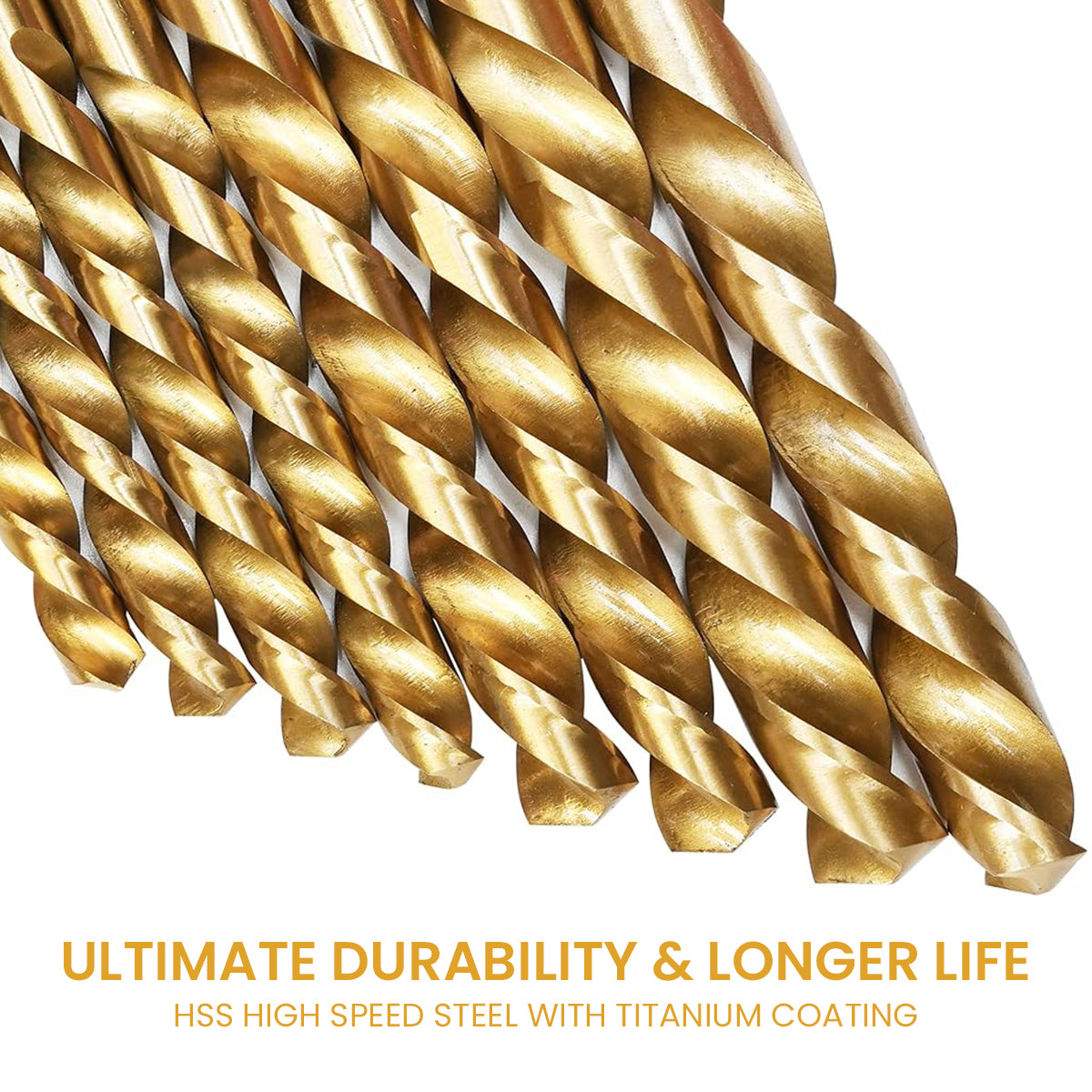 HASTHIP® 99Pcs Drill Bit Set, 135° Tip Titanium Coated High Speed Steel, Twist Drill Bit Kit for Iron,