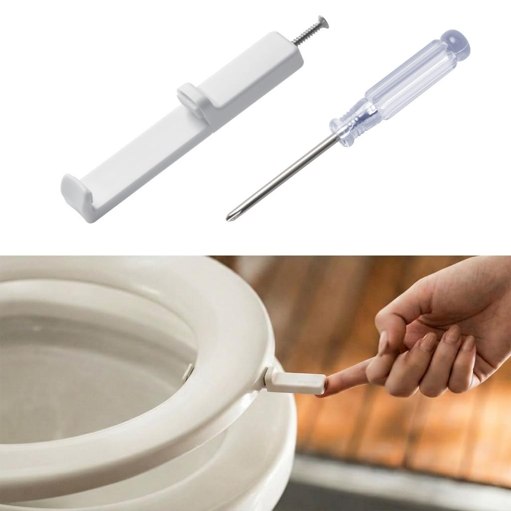 HASTHIP Adjustable Toilet Seat Lifter Handle for Touch-Free Use with 304 Stainless Steel Screws