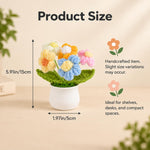 HASTHIP Handmade Crochet Potted Daisy with Colorfast Yarn for Home, Office or Car Decor