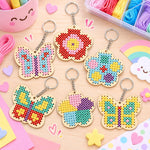 HASTHIP Wood Cross Stitch Kit for Kids and Beginners with Punched Plywood Butterfly and Flower Shapes