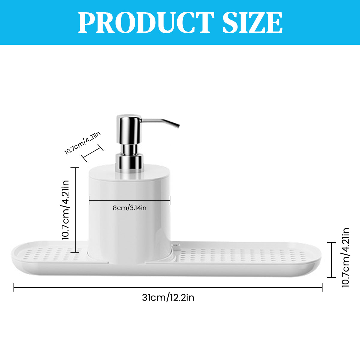 HASTHIP® Kitchen Soap Dispenser 2 In 1 Cleanser Dispenser with Sponge Drain Rack Kitchen Detergent Dispenser Multipurpose Bathroom Liquid Hand Soap HandDispenser Bar Soap Holder
