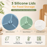 HASTHIP Silicone Lids for Bowls, Three Sizes, Microwave Splatter Covers and Heat-Resistant Mats