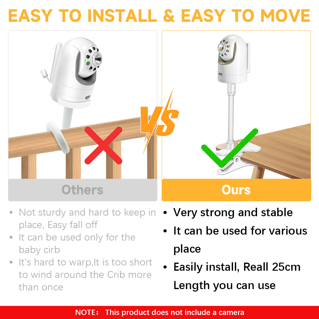 HASTHIP® Clip Mount for Home Security Camera Baby Monitor Camera, Flexible Gooseneck Baby Monitor Holder