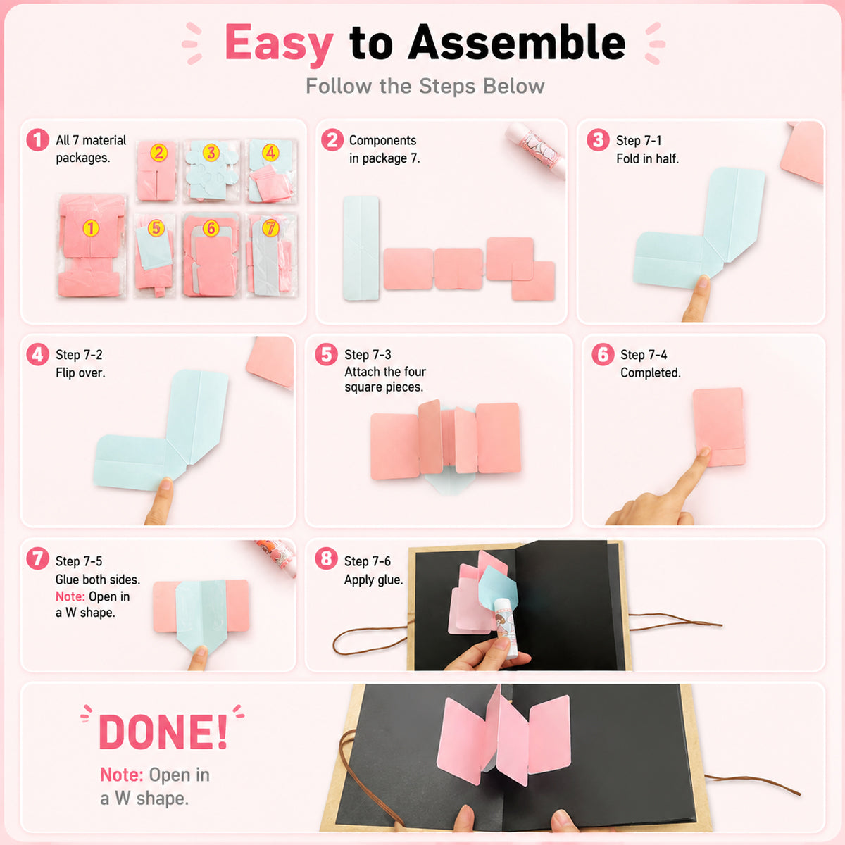 HASTHIP Foldable Accordion Scrapbook Album with Journaling Accessories for DIY Photo Memories