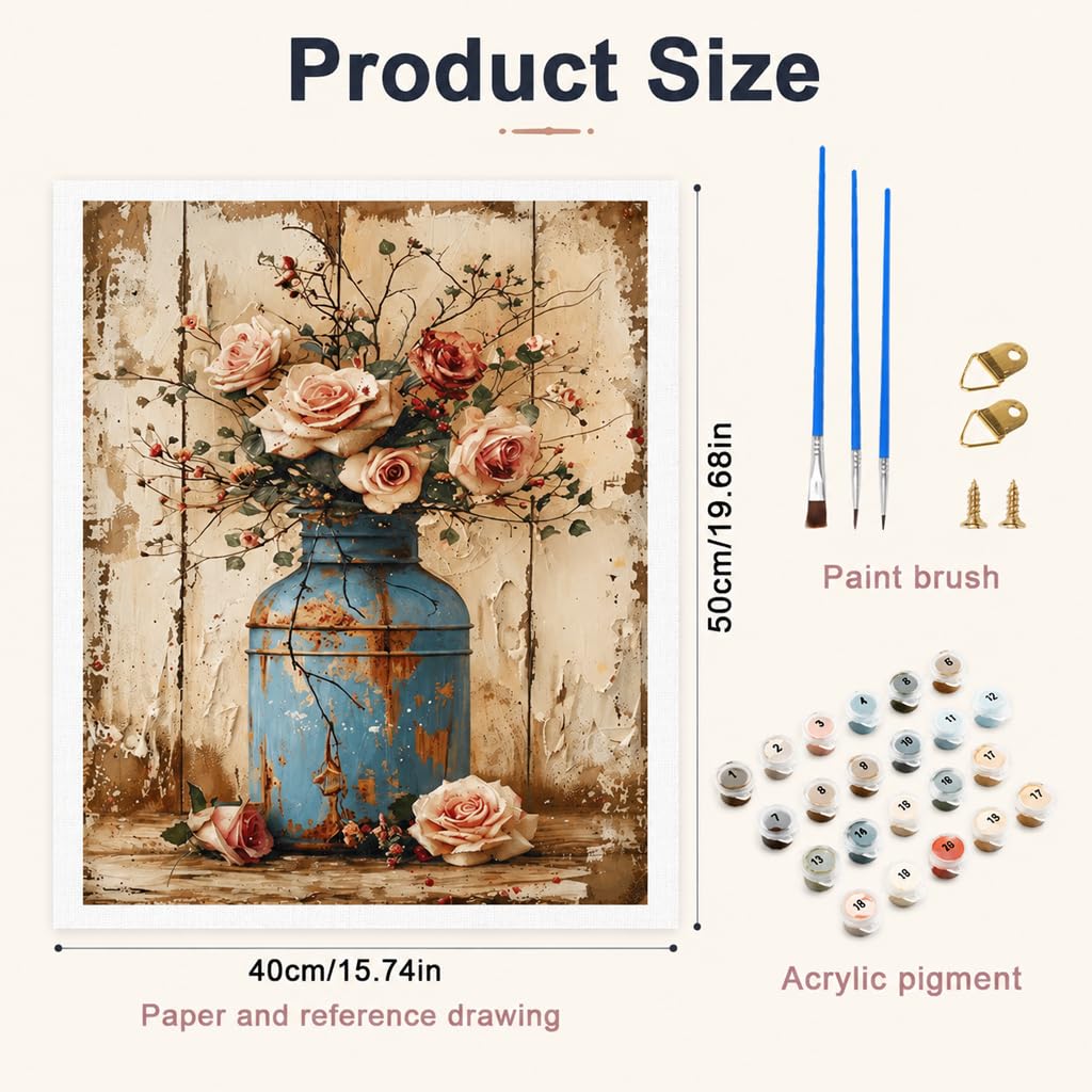 HASTHIP Paint by Number Kit for Adults, 40x50 cm Canvas with Acrylic Paints and Brushes