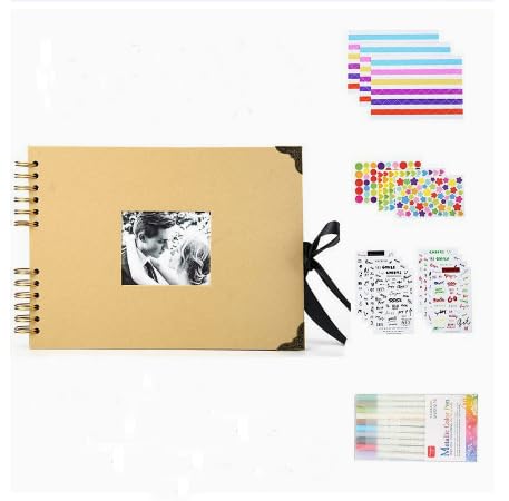 HASTHIP DIY Photo Memory Scrapbook Kit with Spiral Album, Cover Window and Decorative Accessories