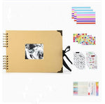 HASTHIP DIY Photo Memory Scrapbook Kit with Spiral Album, Cover Window and Decorative Accessories