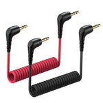 HASTHIP 2-Pack TRS to TRS Coiled 3.5mm Microphone Cable with Gold-Plated Connectors