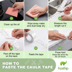 HASTHIP Patterned Caulk Strip Tape, Clear PVC Sealer with Center Crease for Kitchen and Bathroom Edges