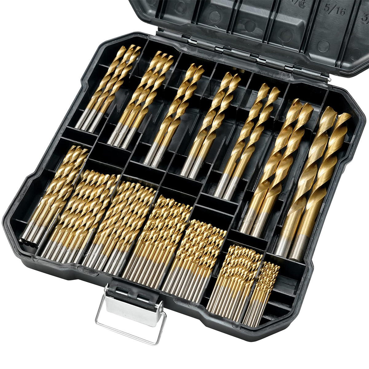 HASTHIP® 99Pcs Drill Bit Set, 135° Tip Titanium Coated High Speed Steel, Twist Drill Bit Kit for Iron,
