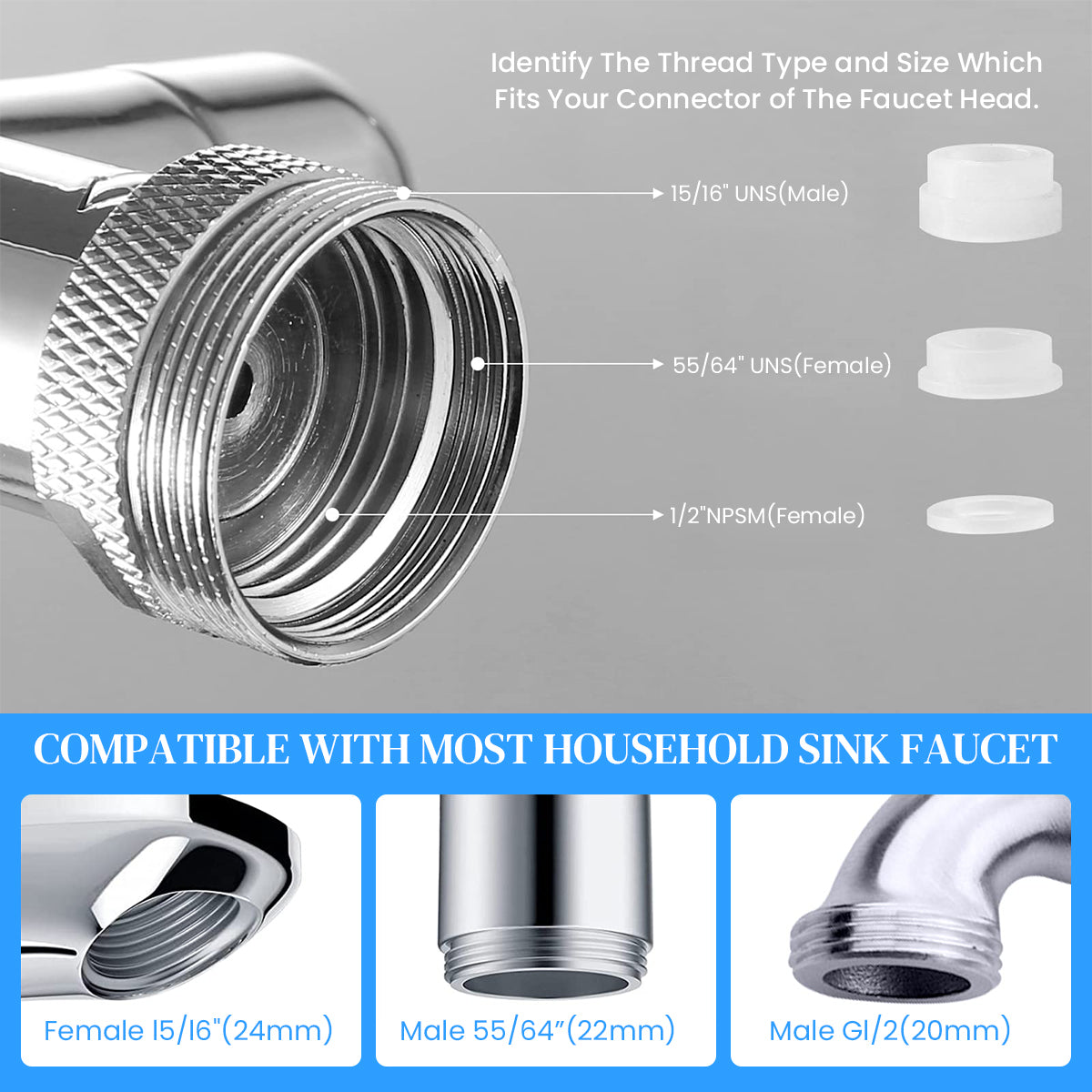 HASTHIP® Pivoting Faucet Extender Sink Aerator with Retractable Arm Multi Angle Flexible Faucet Attachment Universal Extender for Kitchen, Bathroom
