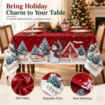 HASTHIP Christmas Tablecloth, 100D Polyester Snowman Pattern, 60 by 90 Inches, 6-Seater Fit