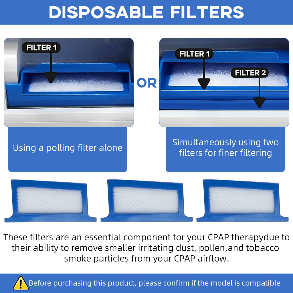 HASTHIP® Replacement CPAP Filters for Philips Respironics Dreamstation CPAP, Includes 6 Reuseable Pollen Filter & 2 Disposable Fine Filters, Compatible with DS500/DS700