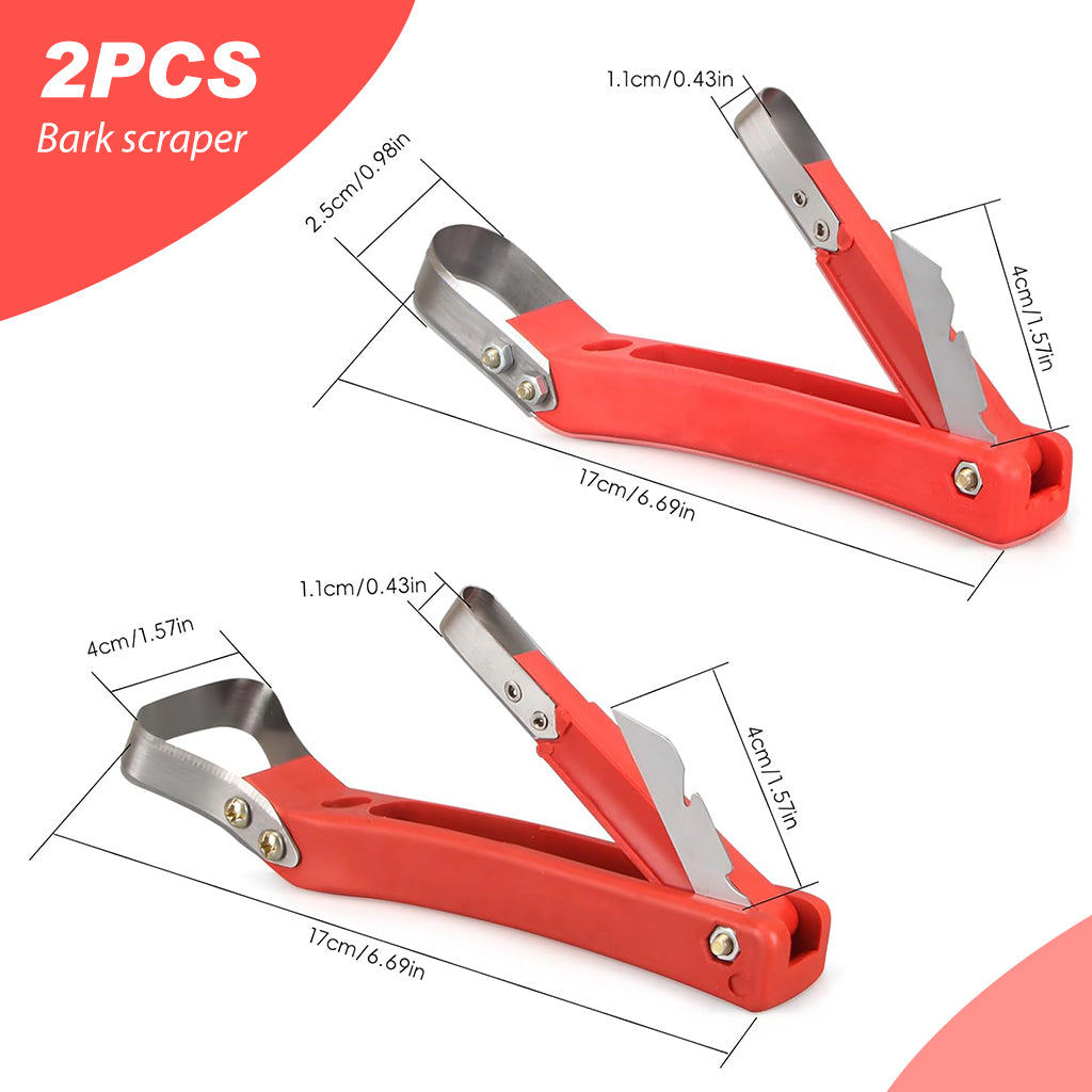 HASTHIP® 2Pcs Tree Draw Debarking Spud Folding Dual End Debarking Tool with Cutter Manganese Steel 3 in 1 Bark Removal Tool
