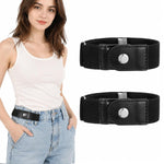 HASTHIP 2-Piece Buckle-Free Elastic Belts for Women - Beige