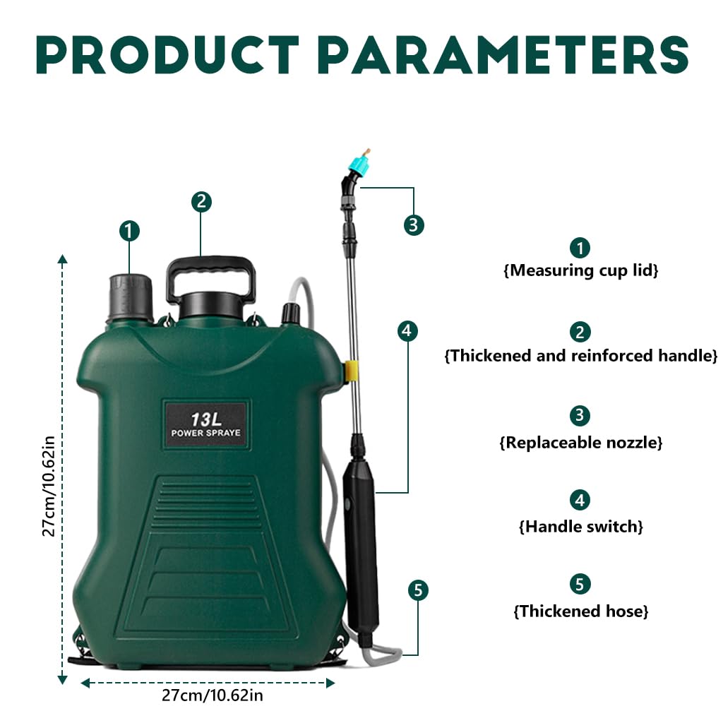 HASTHIP® 15L Water Sprayer Portable Electric Sprayer with Handle & Shoulder Strap, Built in Flexible Pipe, 200mins Long Battery Life, Electric Sprayers for Watering, Pest Control, Disinfection