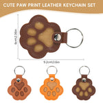 HASTHIP 3Pcs Pet Hair Keepsake Paw Charm, PU Leather Memory Holder for Dog and Cat Fur – 5.5 x 6 cm Key Ring