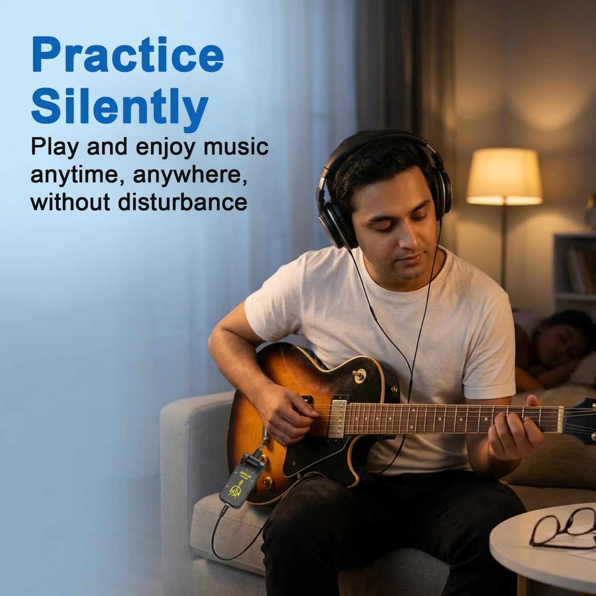 HASTHIP® Mini Guitar Headphone Amp Distortion Timbre Electric Guitar Headphone Amplifying Tool with Built in Effects for Portable Silent Practice and Travel Use