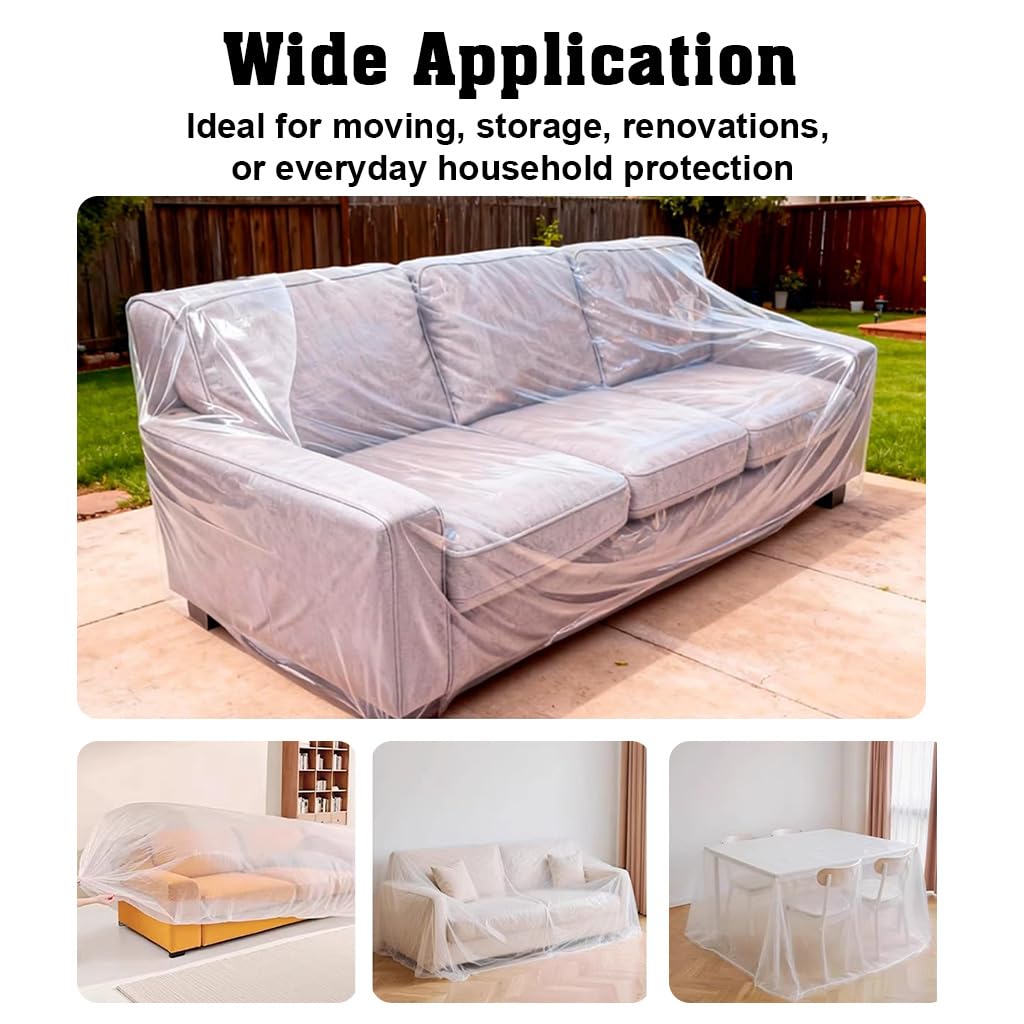 HASTHIP 4-Piece Clear Sofa Covers with Elastic Bands