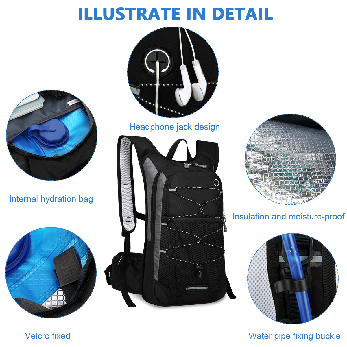 HASTHIP® Hydration Backpack with 2L Hydration Bag for Hiking Cycling Running MTB, BPA Free Hydration Backpack Professional Hiking Backpack for Men Women Kids, Trekking and Cycling Accessories