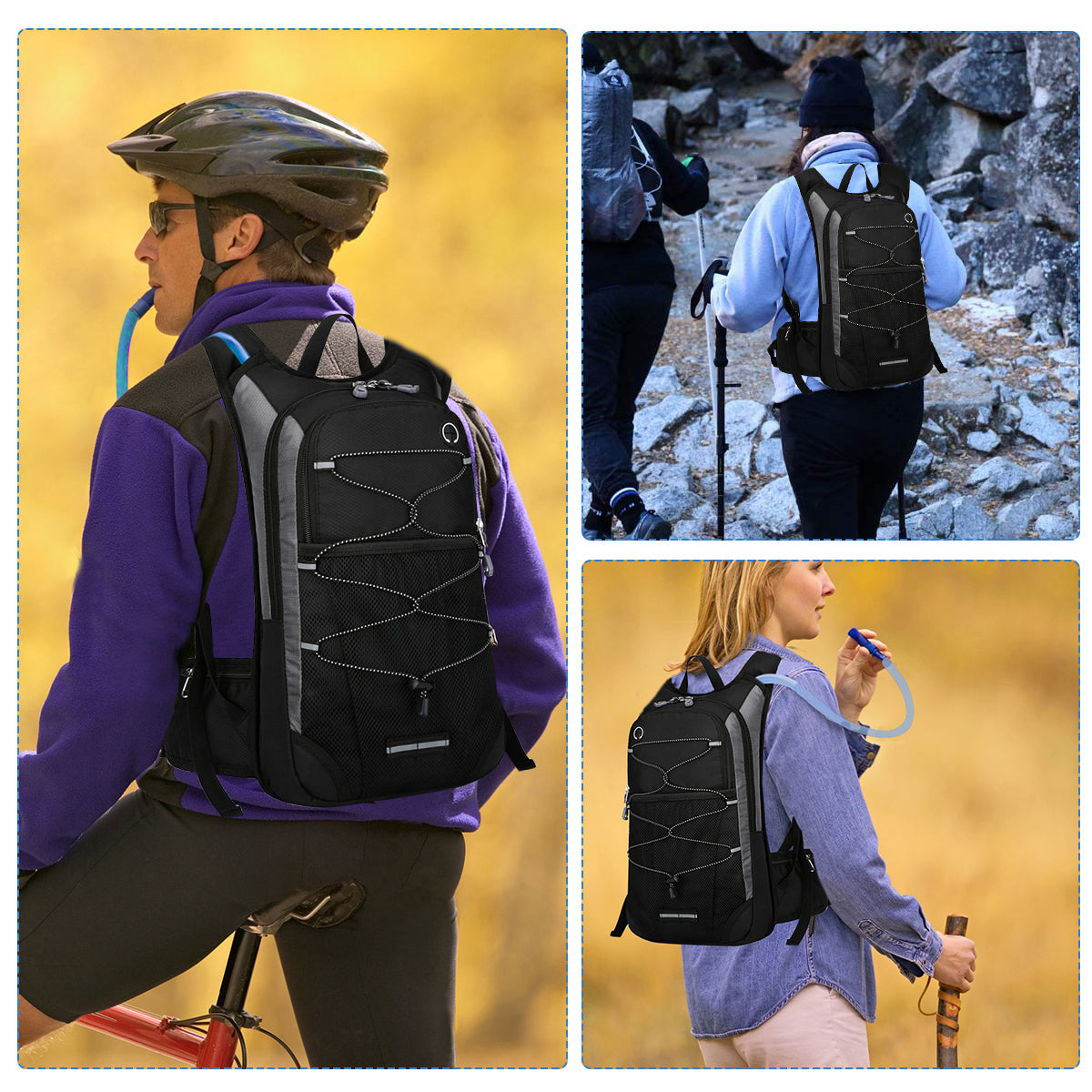 HASTHIP® Hydration Backpack with 2L Hydration Bag for Hiking Cycling Running MTB, BPA Free Hydration Backpack Professional Hiking Backpack for Men Women Kids, Trekking and Cycling Accessories
