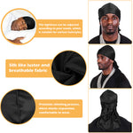 HASTHIP® Silk Durag For Men And Women Head Cover Cap Hiphop Style Durag Headwear Fashion Piece Extra Long Head Scarf - 4 Pcs,Unisex,Multicolor