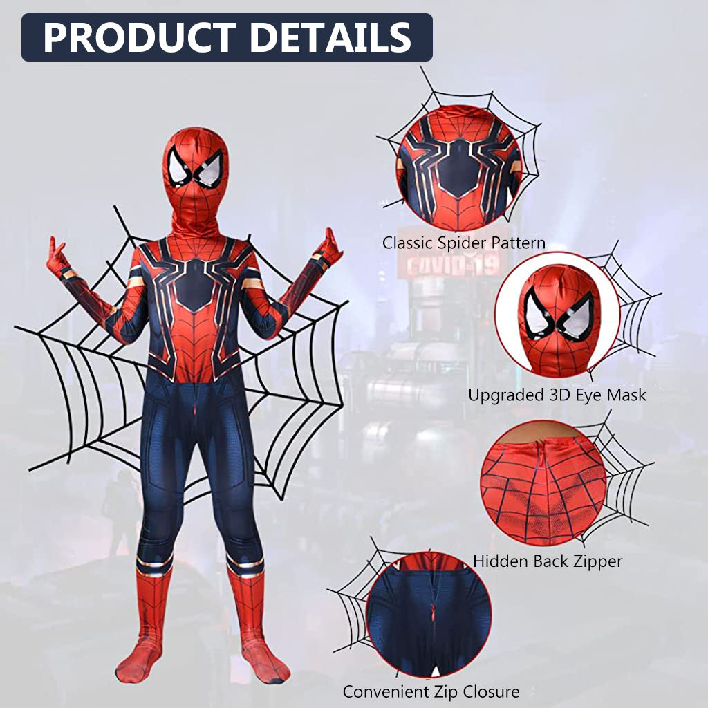 HASTHIP Spider-Man Costume for Kids, 3D Printed Spandex Superhero Bodysuit