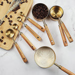 HASTHIP® Golden Flower Shape Coffee & Dessert Spoon Set with Supvox Stainless Steel Measuring Cups & Spoons, Baking Tools, 12 Pc Combo for Kitchen, DIY Crafts, Journaling & Planners