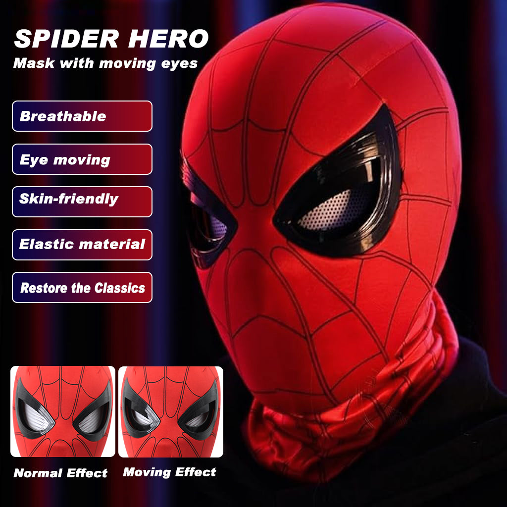 HASTHIP® 3D Spider-Man Mask with Moving Eyes, Jaw Motion Activated Blinking Eyelid Spider-Man