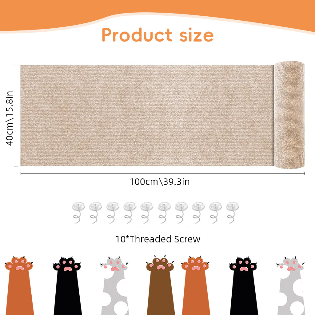 HASTHIP® 1PCS 39.4"x15.8" Self-Adhesive Cat Scratch Mats – Trimmable DIY Cat Scratcher Pads for Couch