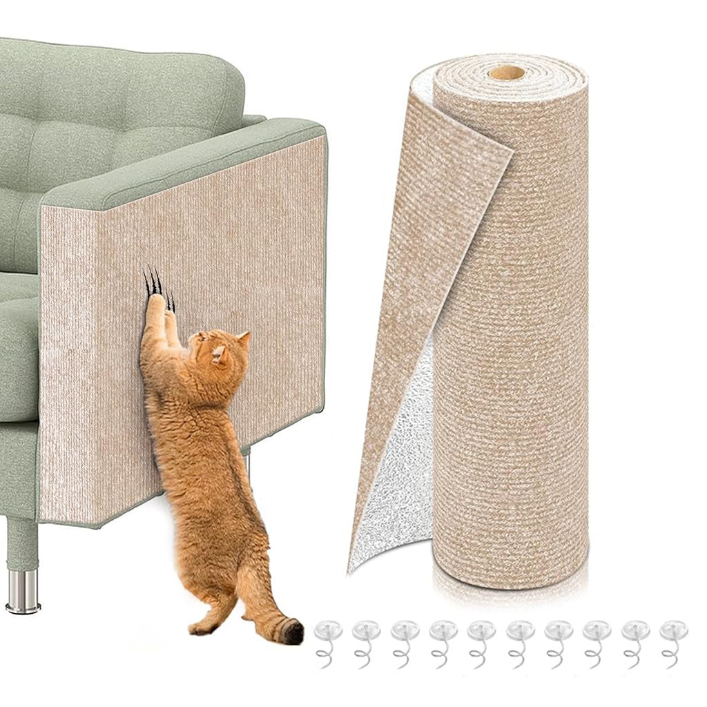 HASTHIP® 1PCS 39.4"x15.8" Self-Adhesive Cat Scratch Mats – Trimmable DIY Cat Scratcher Pads for Couch