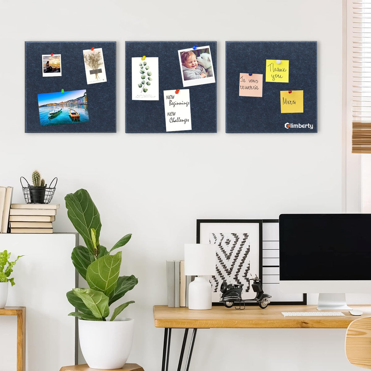 HASTHIP® Cork Board Alternative - 47"x35" 6 Pack Felt Wall Tiles with Safe Removable Adhesive Tabs