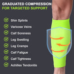 HASTHIP® Calf Compression Sleeve, Sports Leg Compression Socks for Shin Splint, Varicose Vein and Calf Pain Relief(Green）