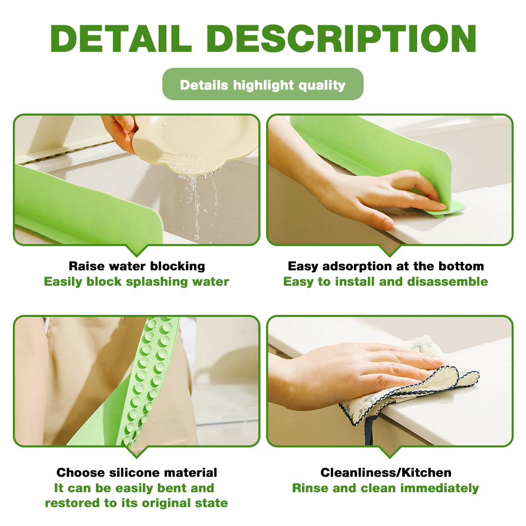 HASTHIP® Silicone Sink Splash Guard for KitchenGray (19.7 x 2.1 x 3.3)