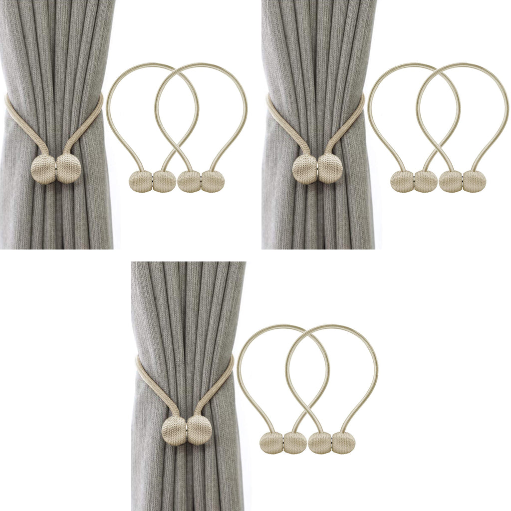 HASTHIP Curtain Tiebacks with Strong Magnetic Closure and 16 in Rope for Home & Hotel | Gray and Beige Woven Polyester