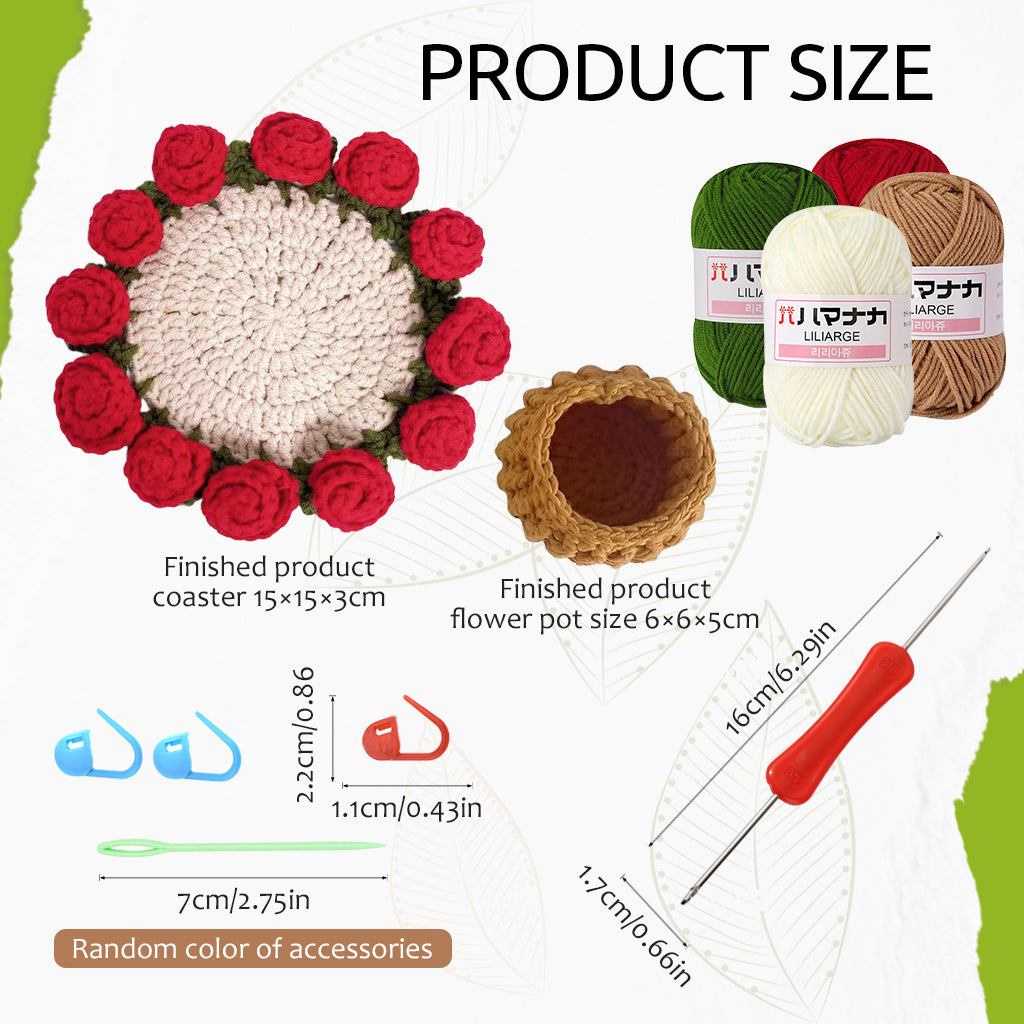 HASTHIP® DIY Rose Crochet Coaster Art Craft Kit