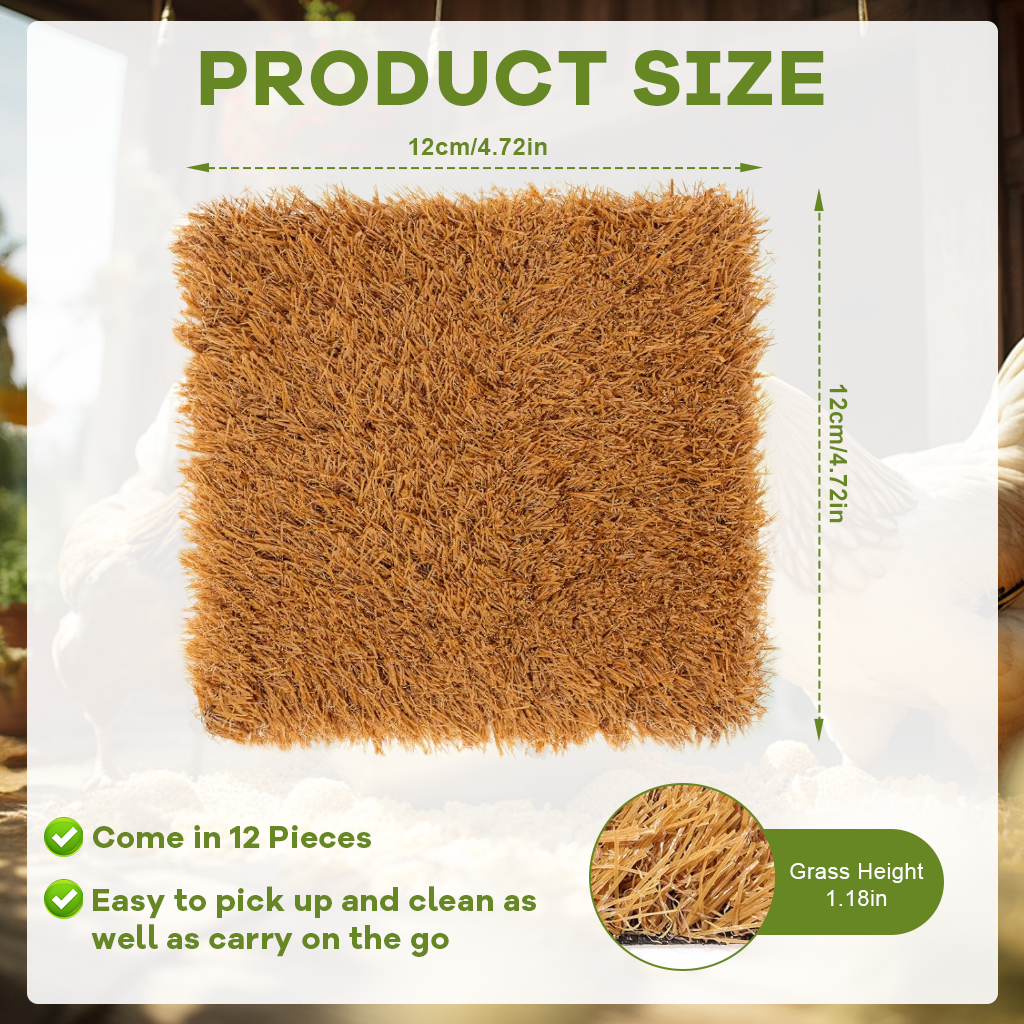 HASTHIP® 12'' Square Realistic Chicken Coop Mat 2PCS