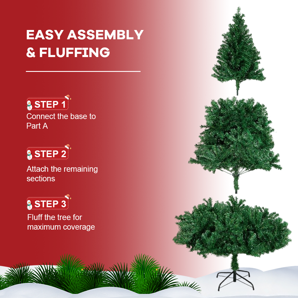 HASTHIP® Artificial Christmas Tree 6ft, Premium Full Branch Tips Xmas Tree for Home Office