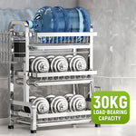 HASTHIP® Dish Drying 3-Layer Drain Rack 43x23.5x63cm-Metallic Silver