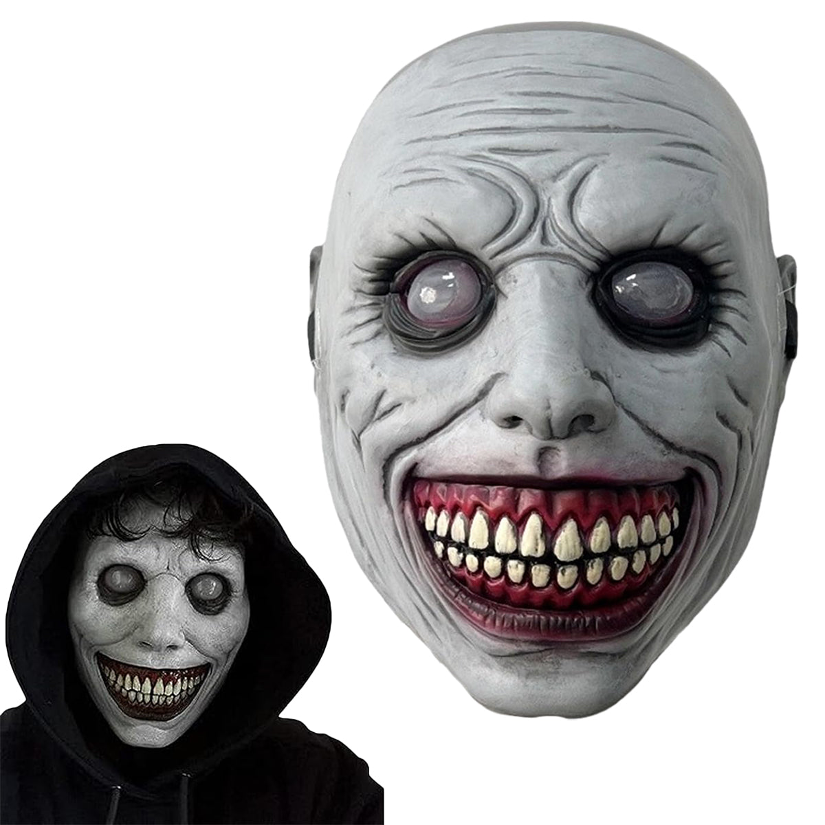 HASTHIP® Halloween Skull Mask Scary Full Head Latex Horror Costume, Realistic Skeleton Masque for Cosplay, Party, Carnival, Masquerade, Halloween Props - Grey