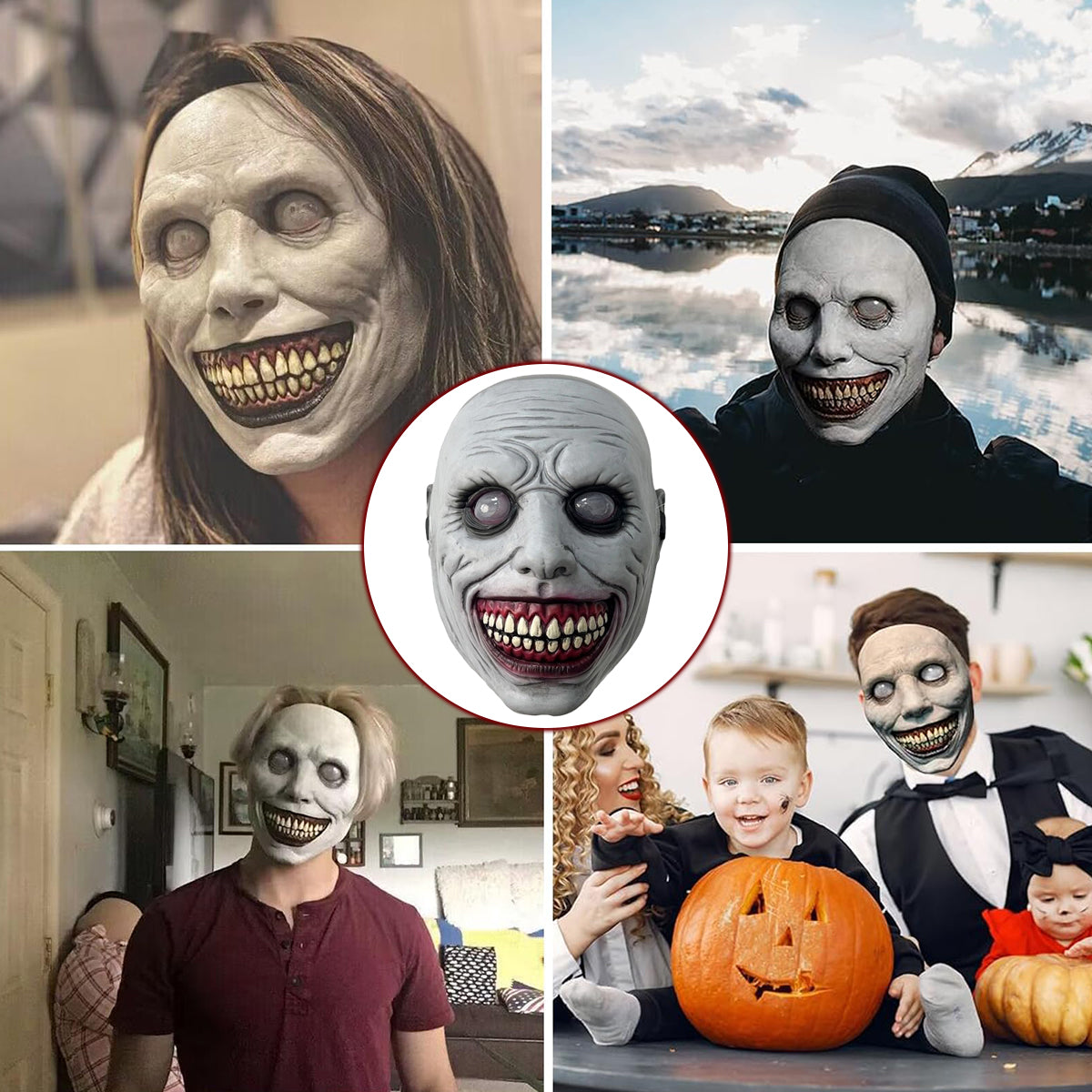 HASTHIP® Halloween Skull Mask Scary Full Head Latex Horror Costume, Realistic Skeleton Masque for Cosplay, Party, Carnival, Masquerade, Halloween Props - Grey