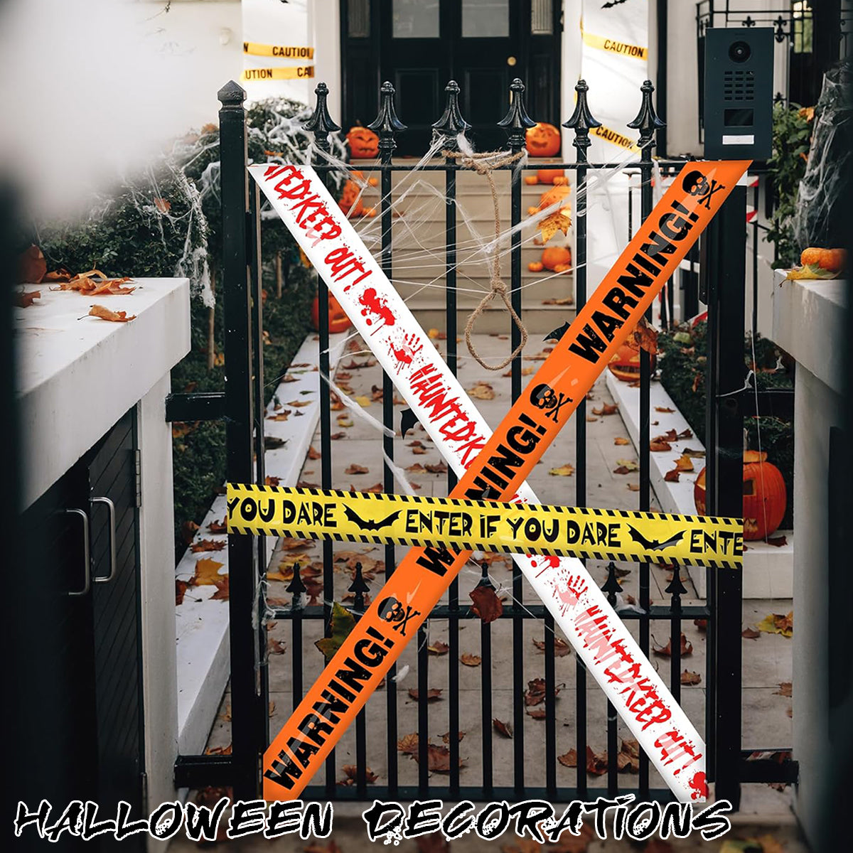 HASTHIP® UimoKi Halloween Decorations, 3inx90ft Black Yellow Caution Warning Tape, High-Visibility Non-Adhesive Party Decor for Indoor Outdoor Haunted House, Doors, Walls, Danger Areas, Spooky Event