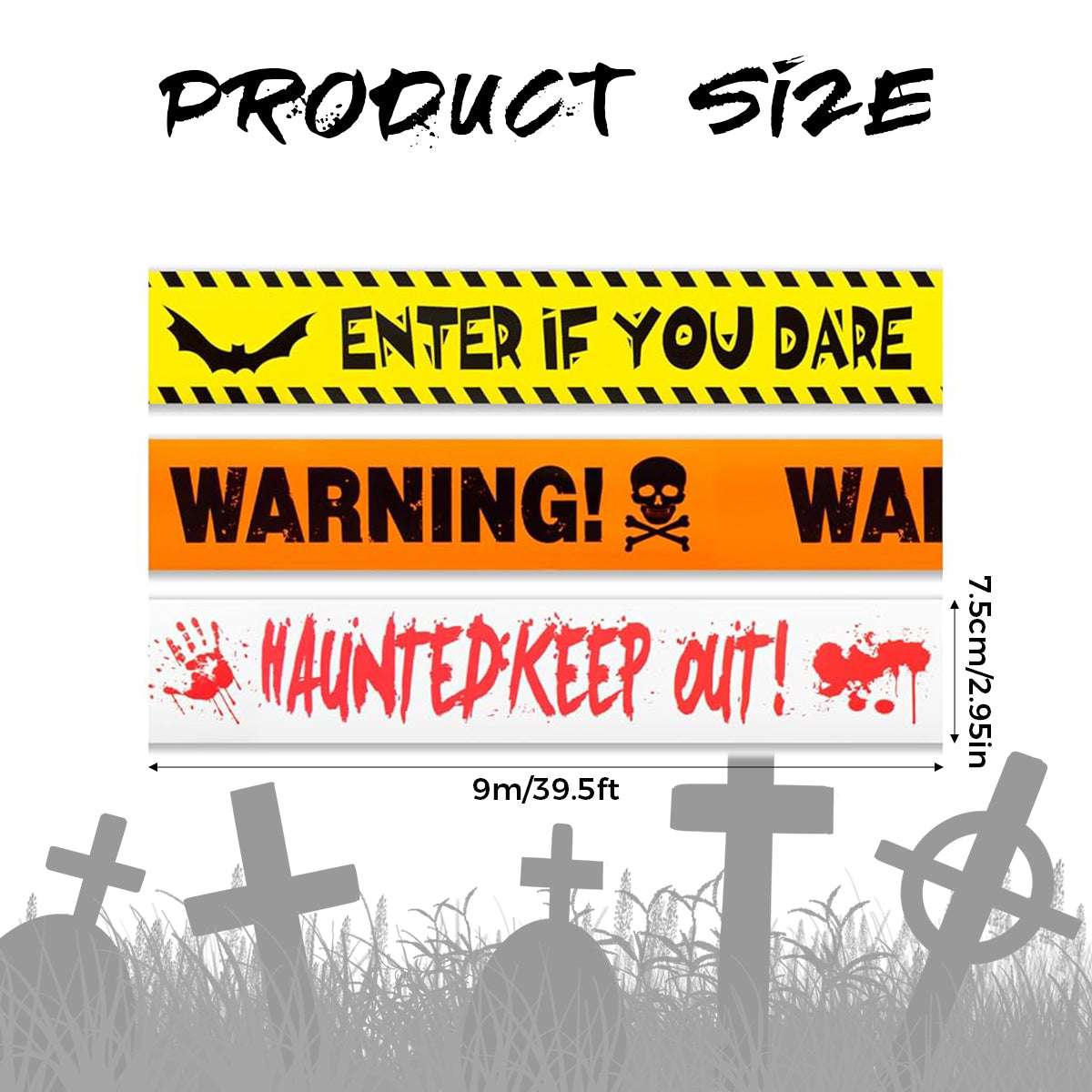 HASTHIP® UimoKi Halloween Decorations, 3inx90ft Black Yellow Caution Warning Tape, High-Visibility Non-Adhesive Party Decor for Indoor Outdoor Haunted House, Doors, Walls, Danger Areas, Spooky Event