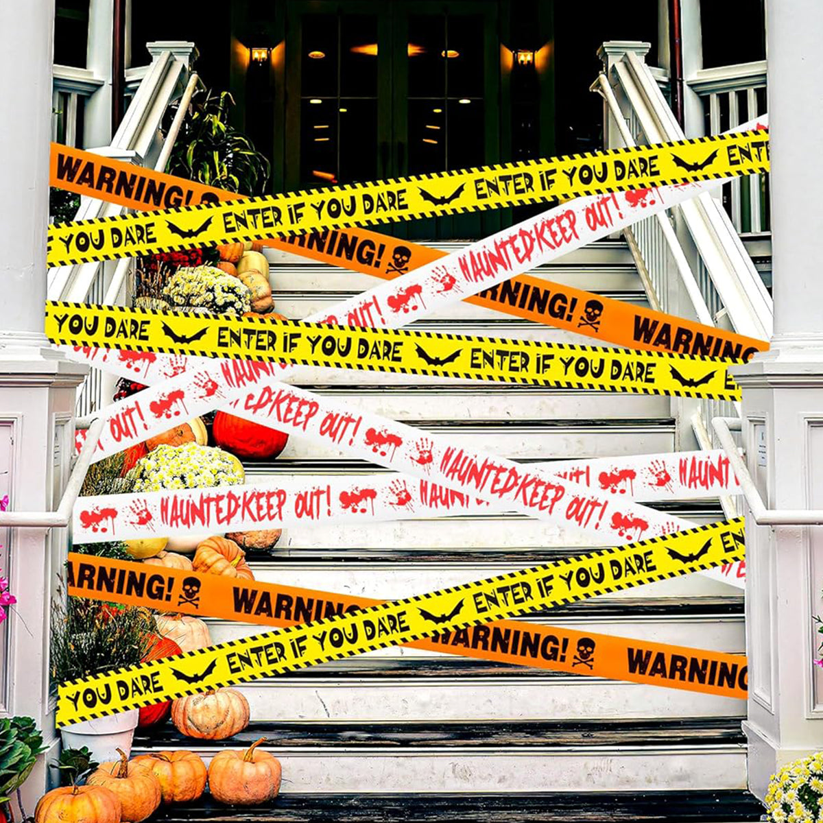 HASTHIP® UimoKi Halloween Decorations, 3inx90ft Black Yellow Caution Warning Tape, High-Visibility Non-Adhesive Party Decor for Indoor Outdoor Haunted House, Doors, Walls, Danger Areas, Spooky Event