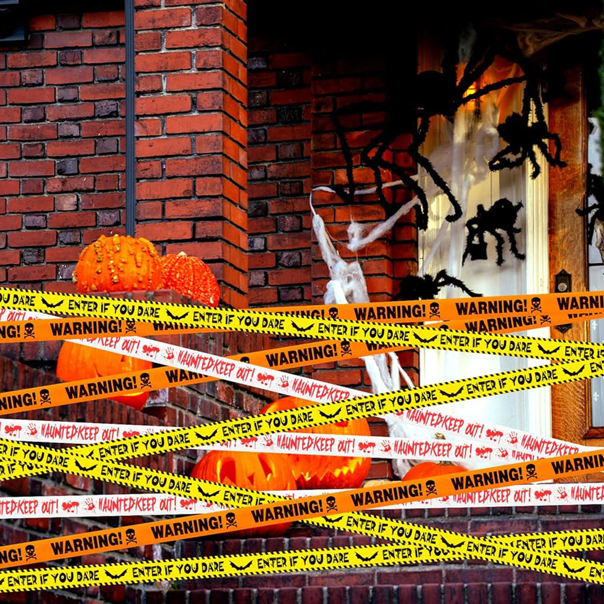HASTHIP® UimoKi Halloween Decorations, 3inx90ft Black Yellow Caution Warning Tape, High-Visibility Non-Adhesive Party Decor for Indoor Outdoor Haunted House, Doors, Walls, Danger Areas, Spooky Event