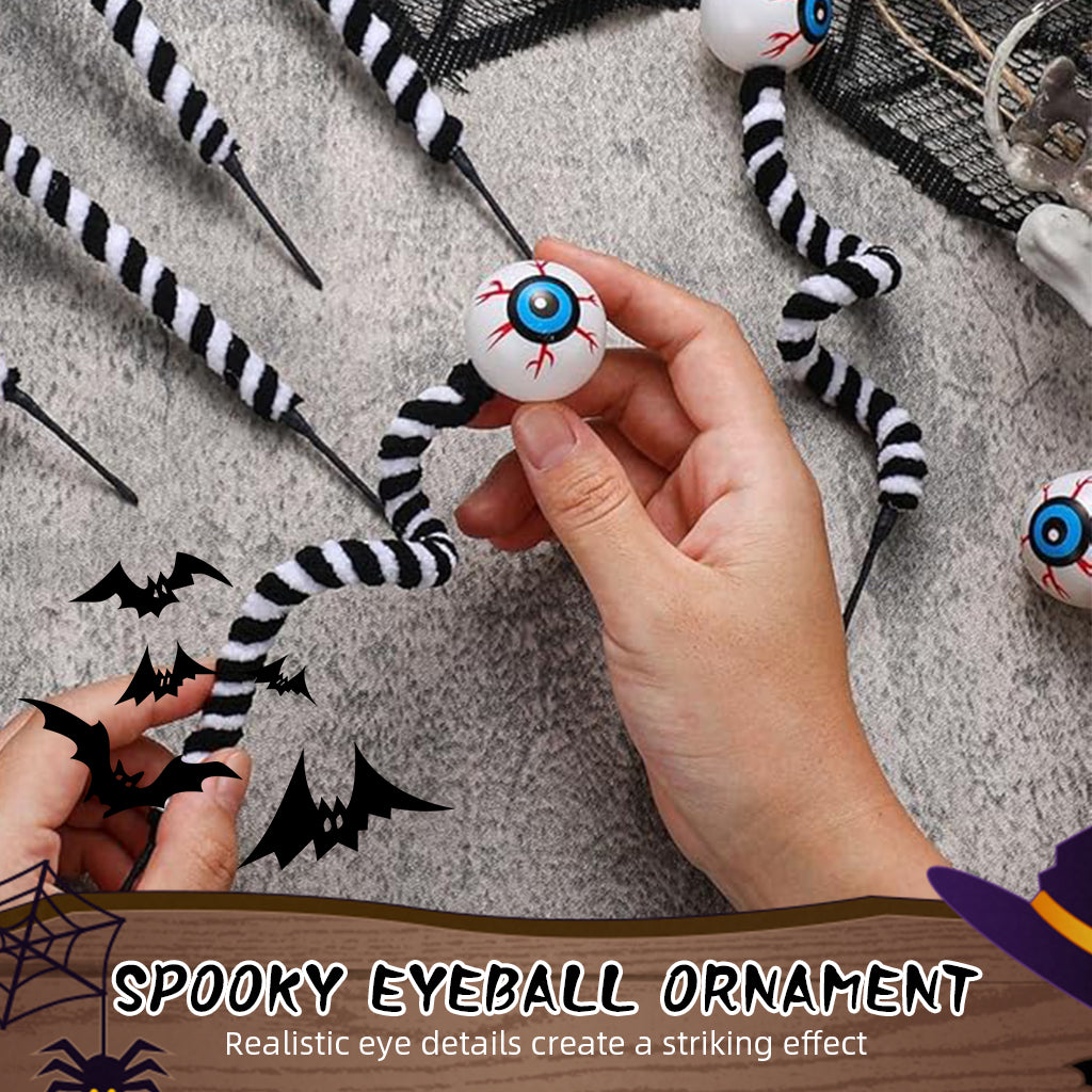 HASTHIP® 6Pcs Halloween Decor Spooky Eyeball Ornament with Stripped Flexible Stems, Fun Eyeball Bundle Decor Set Festive Holiday Desk Decor