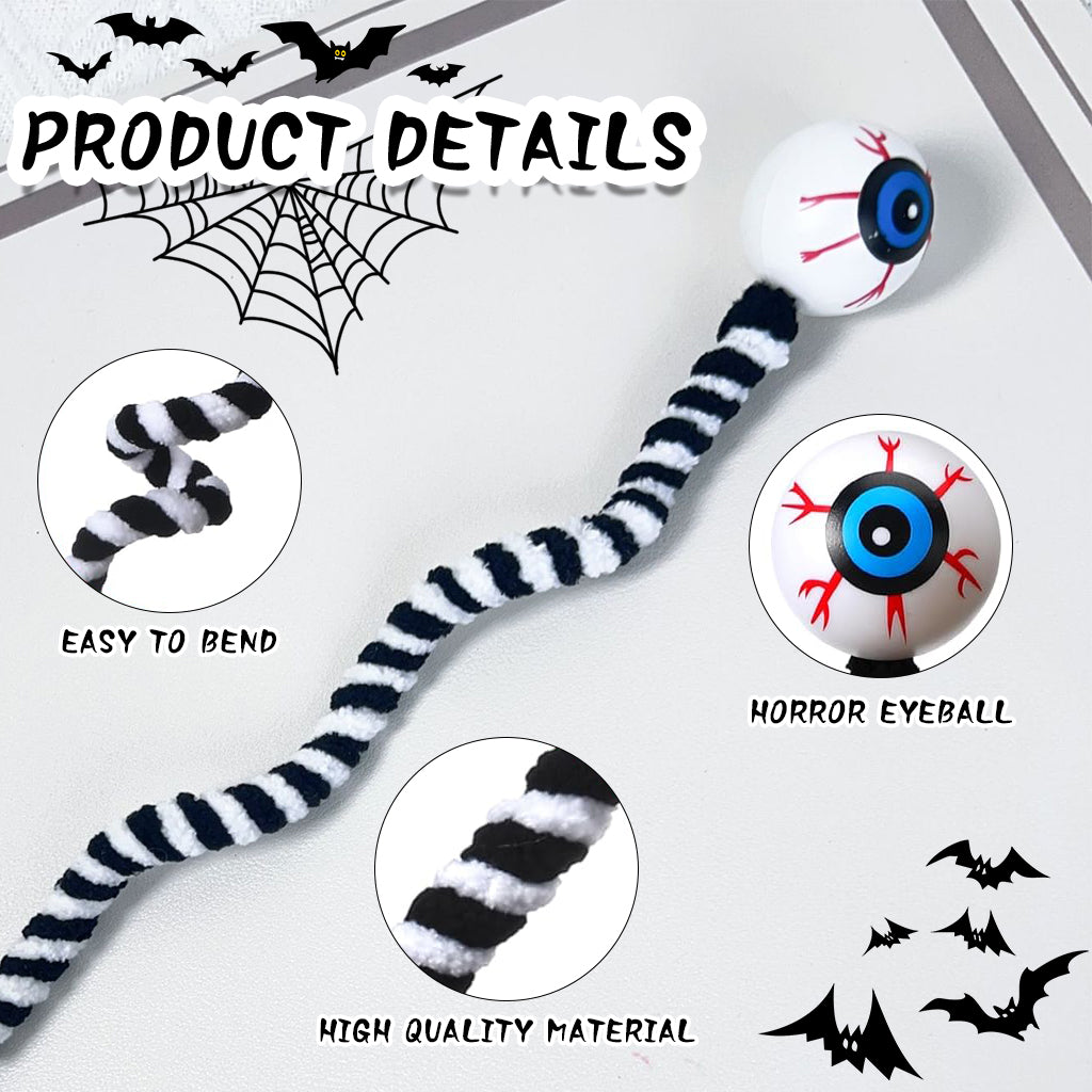 HASTHIP® 6Pcs Halloween Decor Spooky Eyeball Ornament with Stripped Flexible Stems, Fun Eyeball Bundle Decor Set Festive Holiday Desk Decor