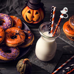HASTHIP® 4Pcs Halloween-Themed Silicone Straw Caps Halloween Cute Pumpkin Ghost Design, 10mm Dia Straw Caps, Protective Dustproof Straw Tip Covers for Reuseable Straws